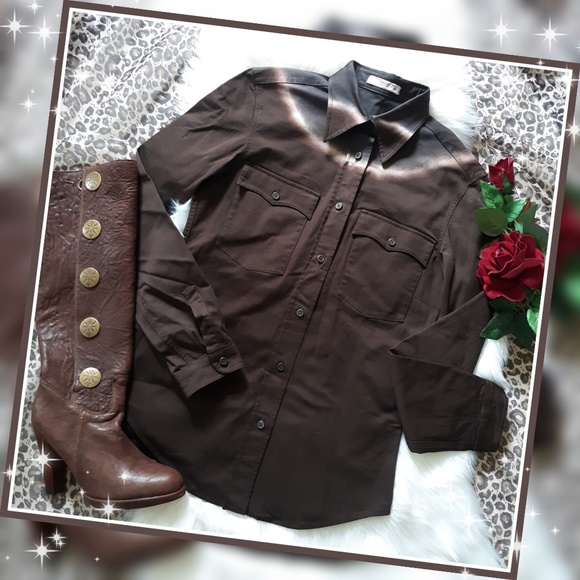 Prada Tops - Auth Prada Brown Tie-dye Western Shirt Blouse